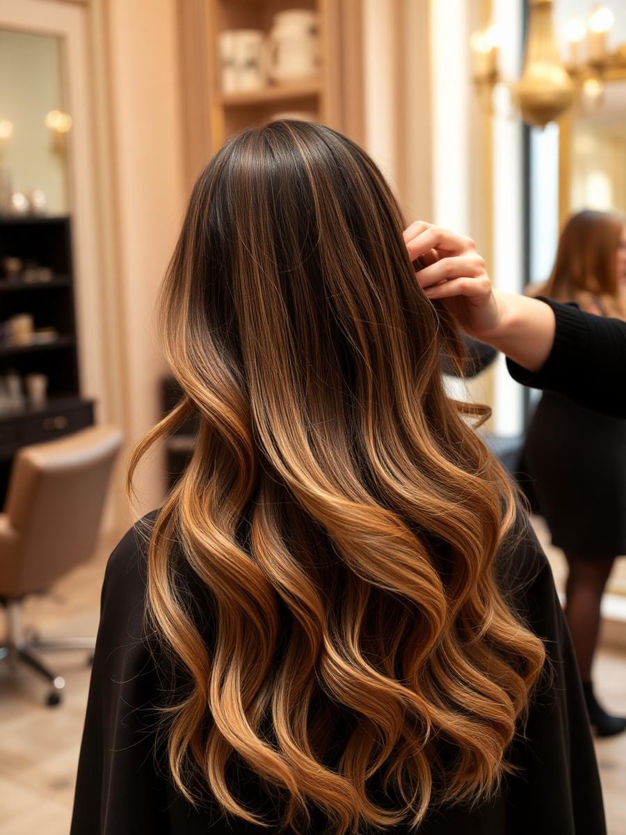 Balayage met warme karamelreflecties