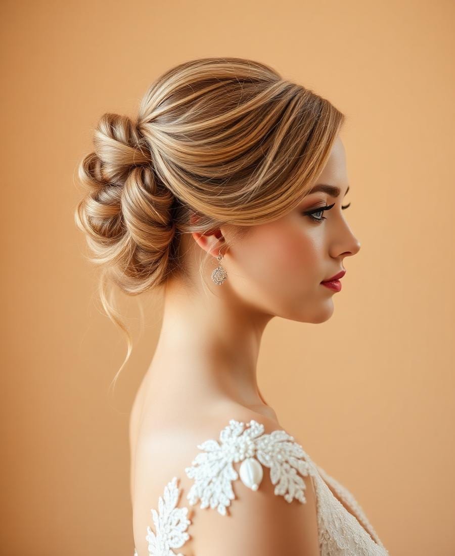 Elegante opgestoken bruidsstyling